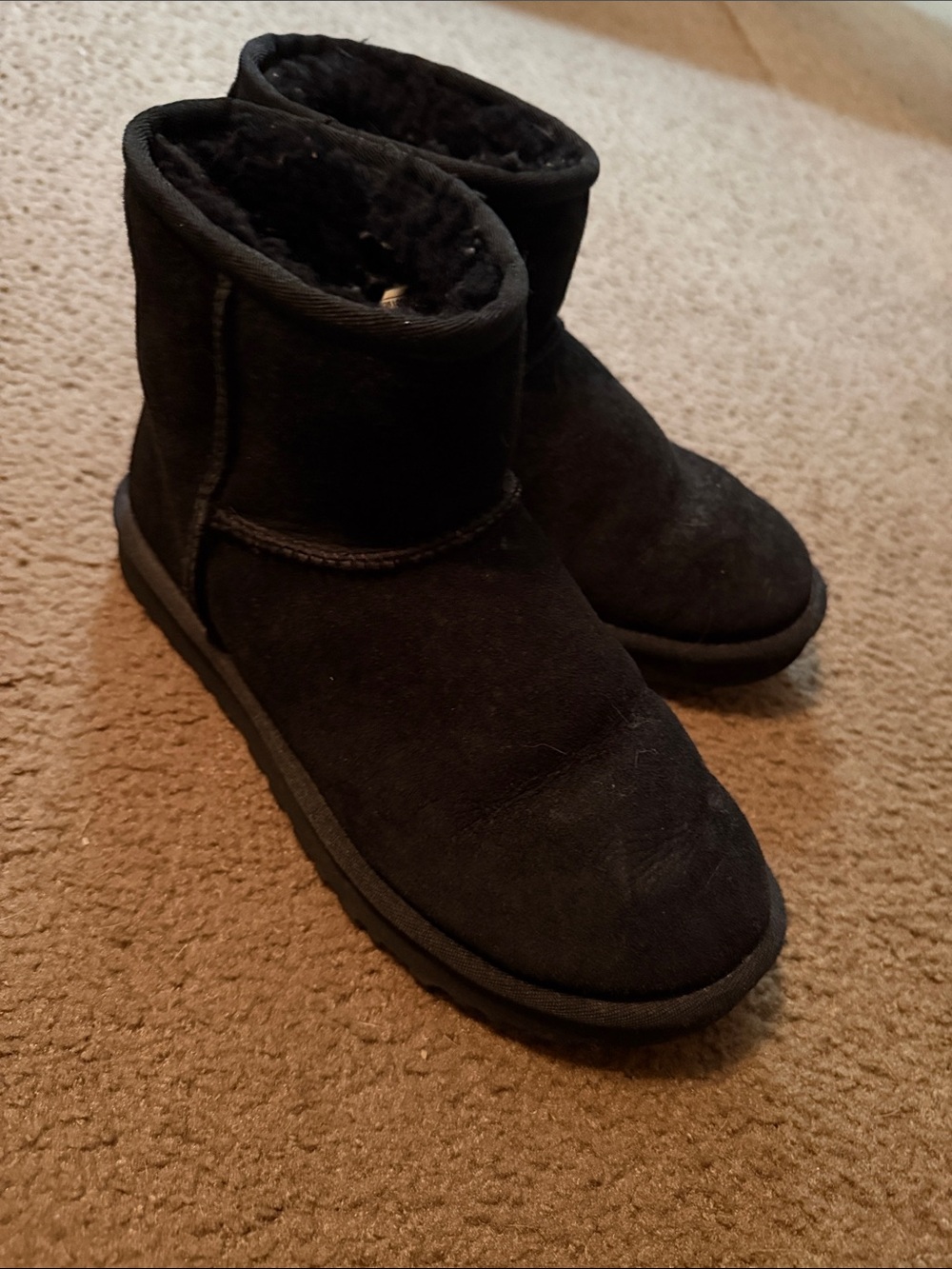 UGG Black Short Classic Plush-Lined Ankle Boots